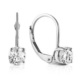 14K. GOLD LEVERBACK EARRING WITH 1.0 CT. DIAMONDS (White Gold)